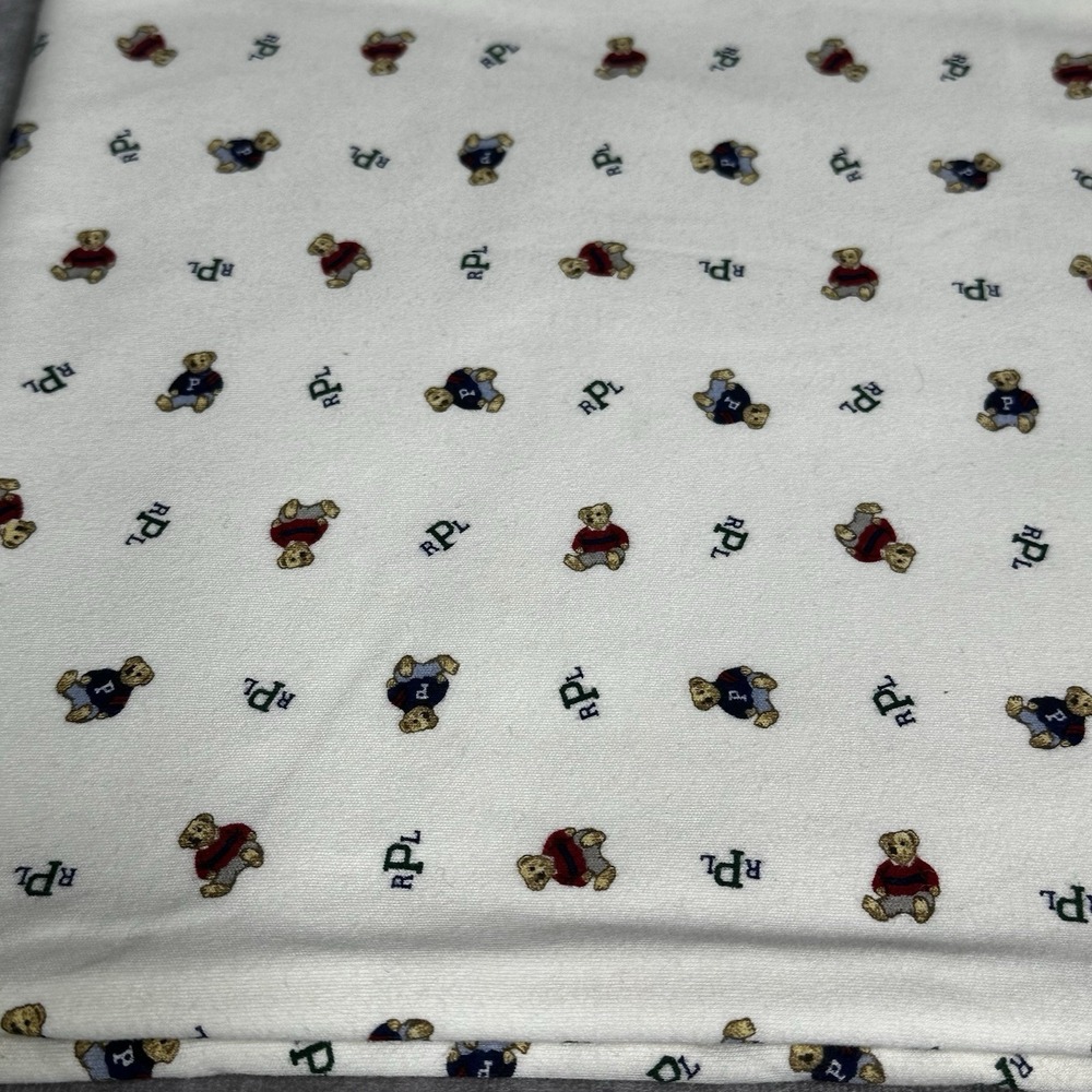 Ralph Lauren Blue Jean Teddy Bear Baby Receiving Blanket 24.5 x 29" - Picture 4 of 5